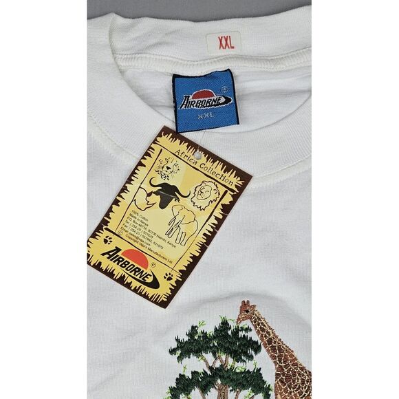 Asante Sana Kenya T-Shirt Mens 2XL. Vintage Africa White Embroidered Giraffe.‎ - Picture 3 of 7